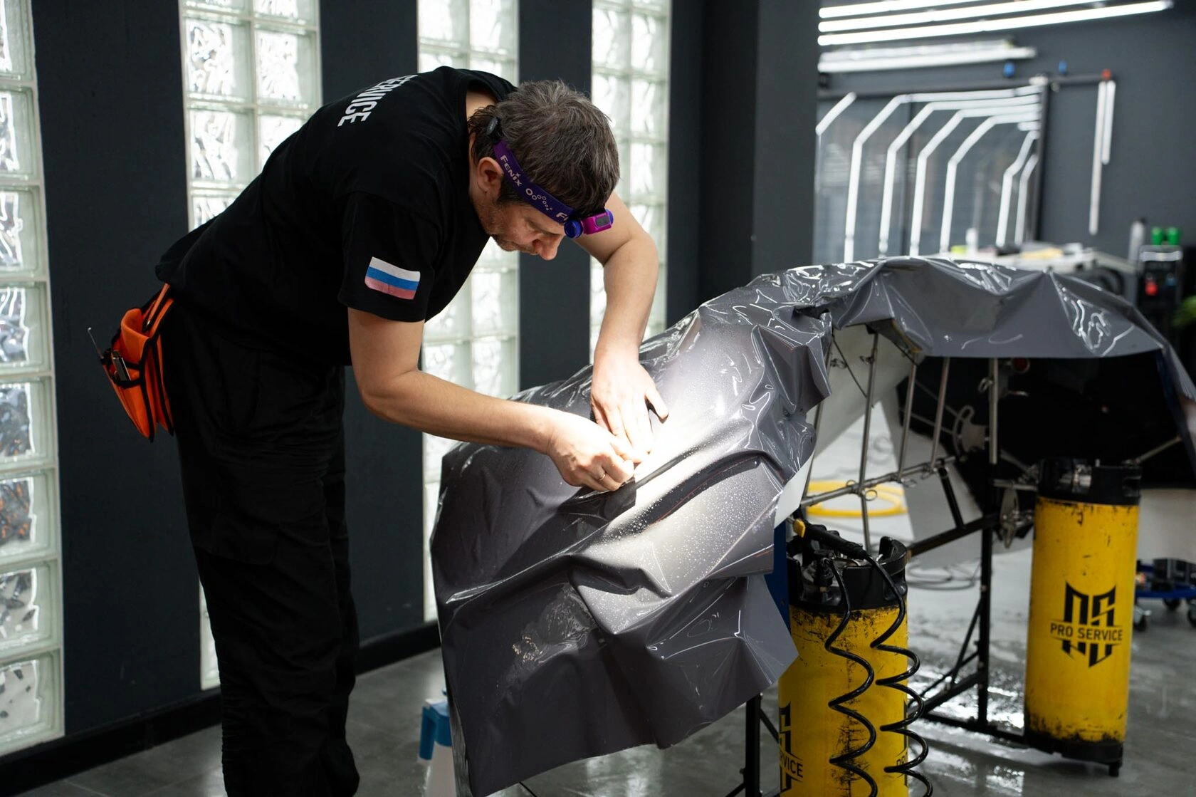 BMW X5 — синий кузов в серой плёнке: фото работы PRO Service — 3